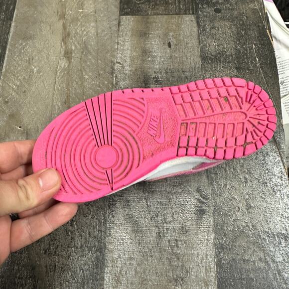 New Nike Dunk Low TD Size 10c Toddler Baby Fuchsia White FB9107-102 - Picture 7 of 16
